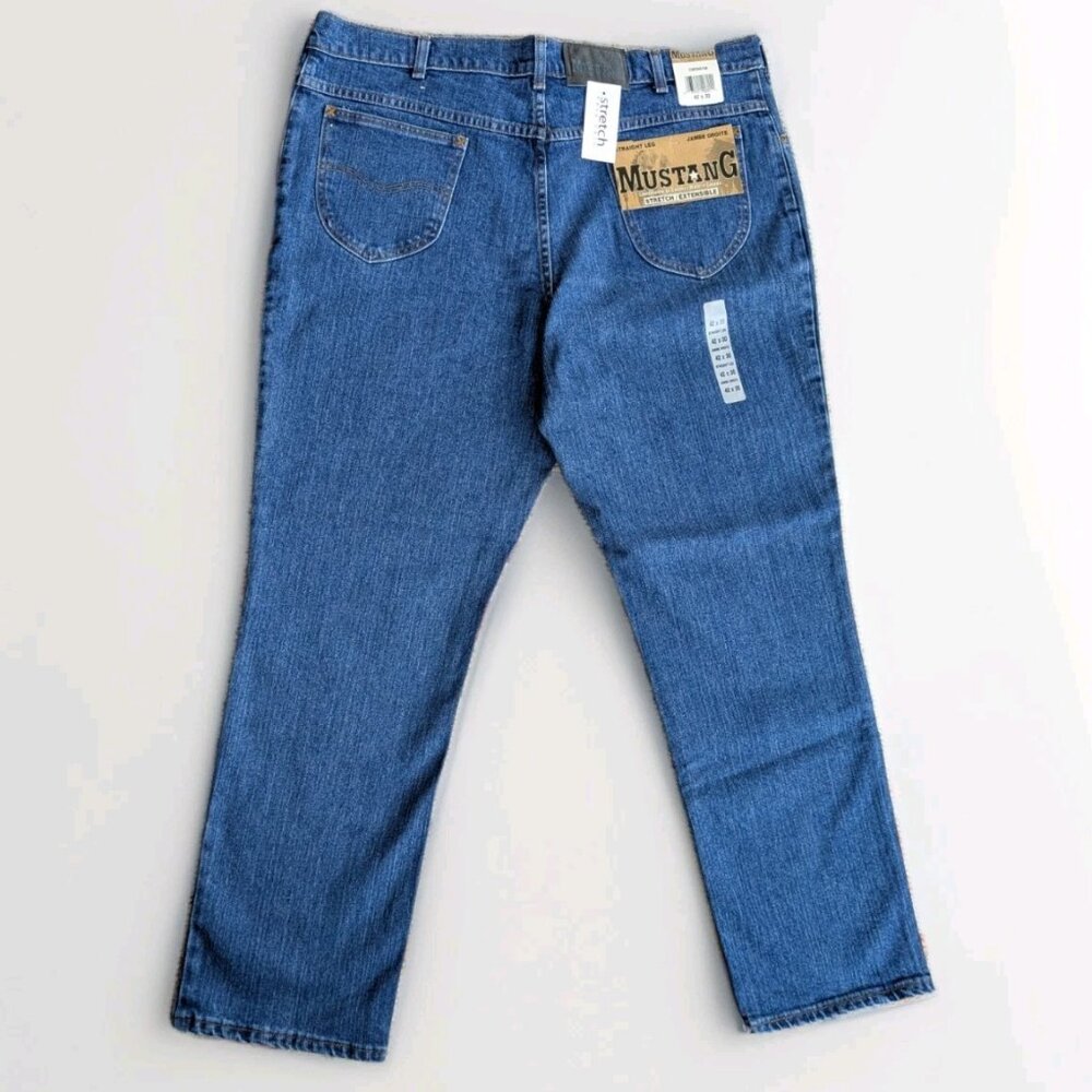 Mustang Blue Jeans Men's 42x30 New MADE IN CANADA Denim Straight Leg Medium Wash